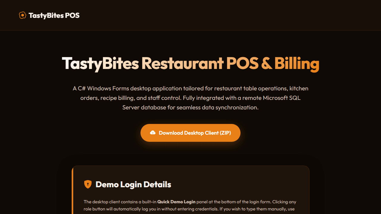 TastyBites Restaurant POS